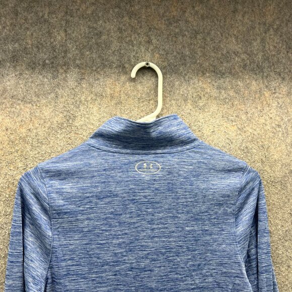 Under Armour Pullover Women XS Blue HeatGear 1/4 Zip Loose Long Sleeve Heather - Picture 8 of 10